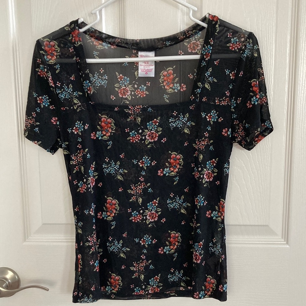 No Boundaries, Floral Mesh Top Cover, Size S/CH (3-5)